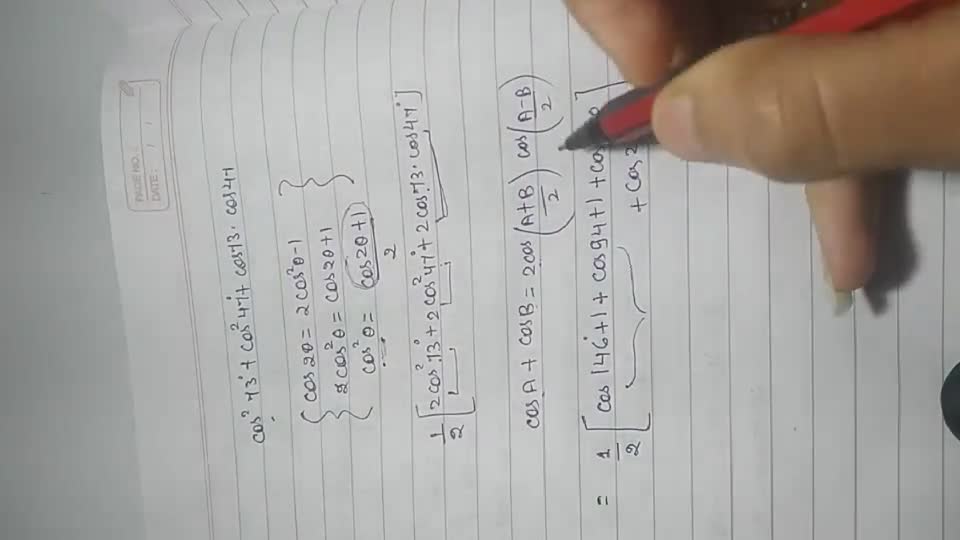Q.3) Find the value of \cos ^{2} 73^{\circ}+\cos ^{2} 47^{\circ}+\cos 73^..