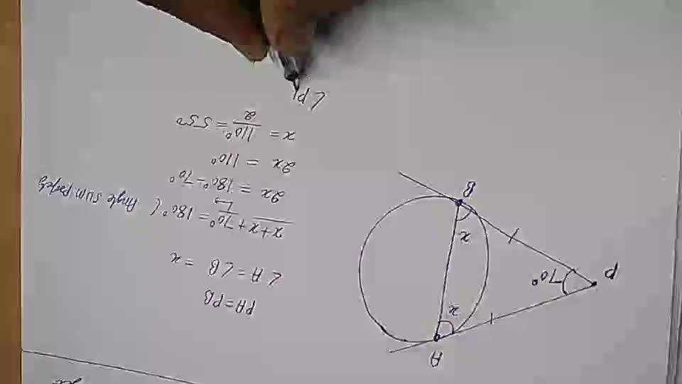 Two tangents P A and P B are drawn from an external point P to a circle i..