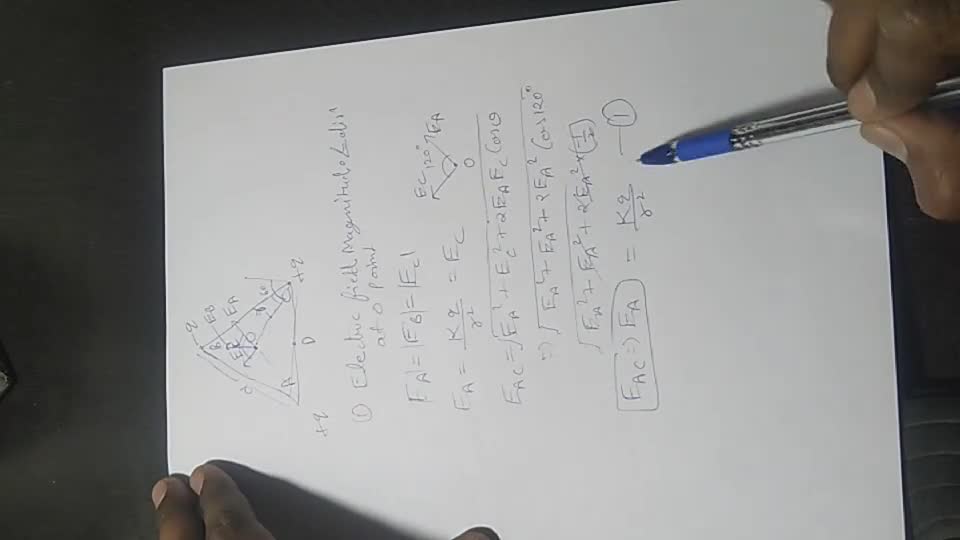electric field magnitude an direction at O and D | Filo