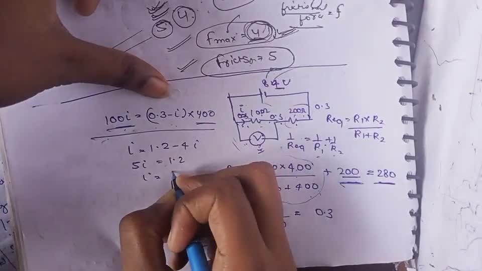 Example 100. A voltmeter V of resistance 400Ω is used to measure the pote..