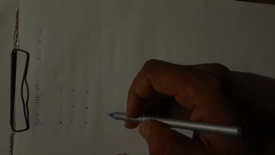 3. Draw line segments of length 5 units on this 3×3 dot-square. The line