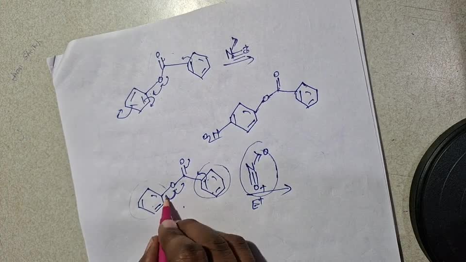 20. Major product of mononitration of the following compound isO=C(Oc1cc..