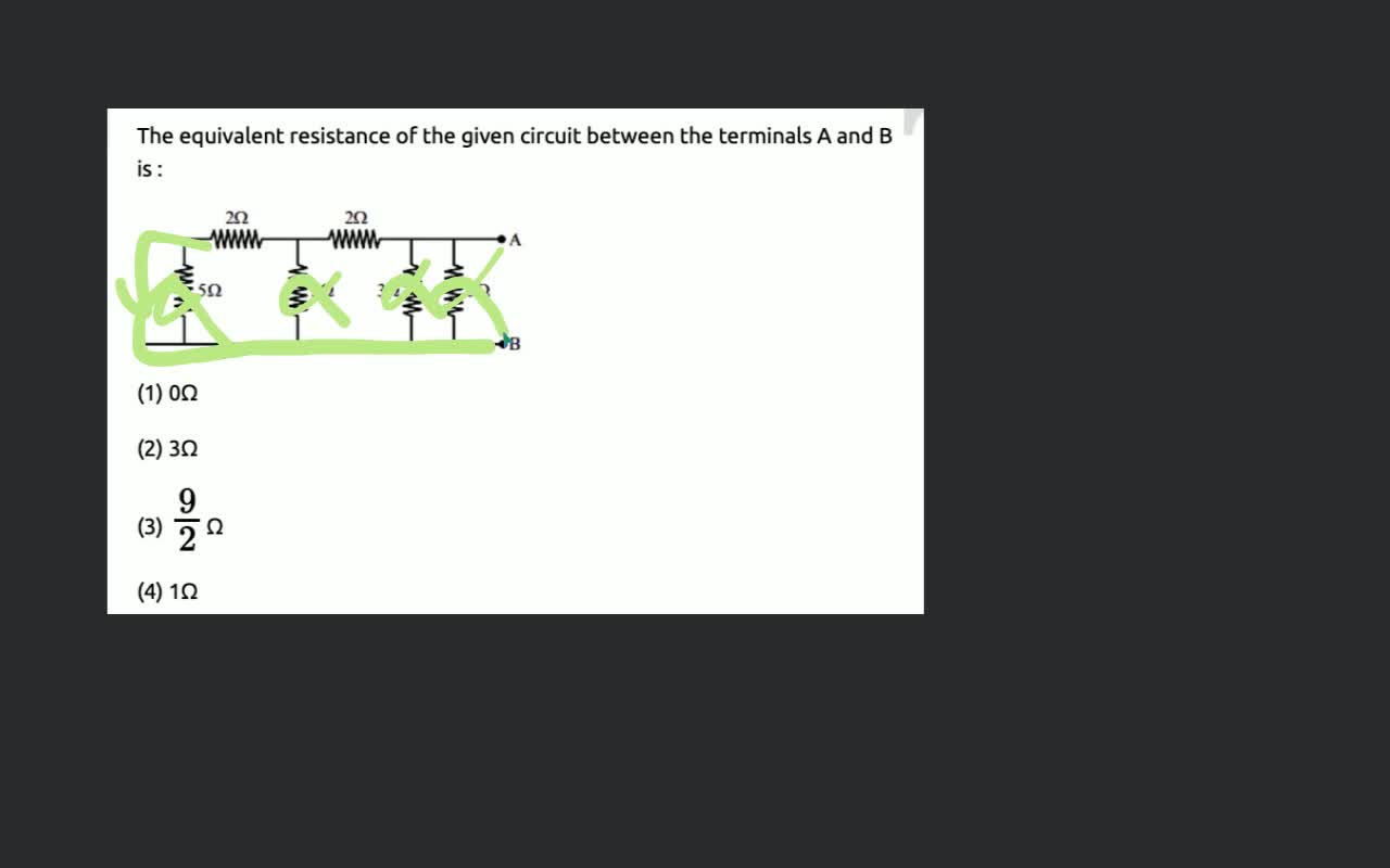 (C) 2 A (D) \overline { 3 } \mathrm {~A} 3 \Omega The total current suppl..