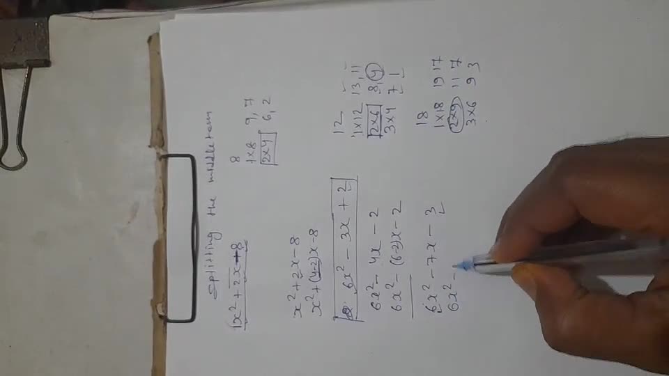 Explain me about splitting middle term and formulas of factorization in d..
