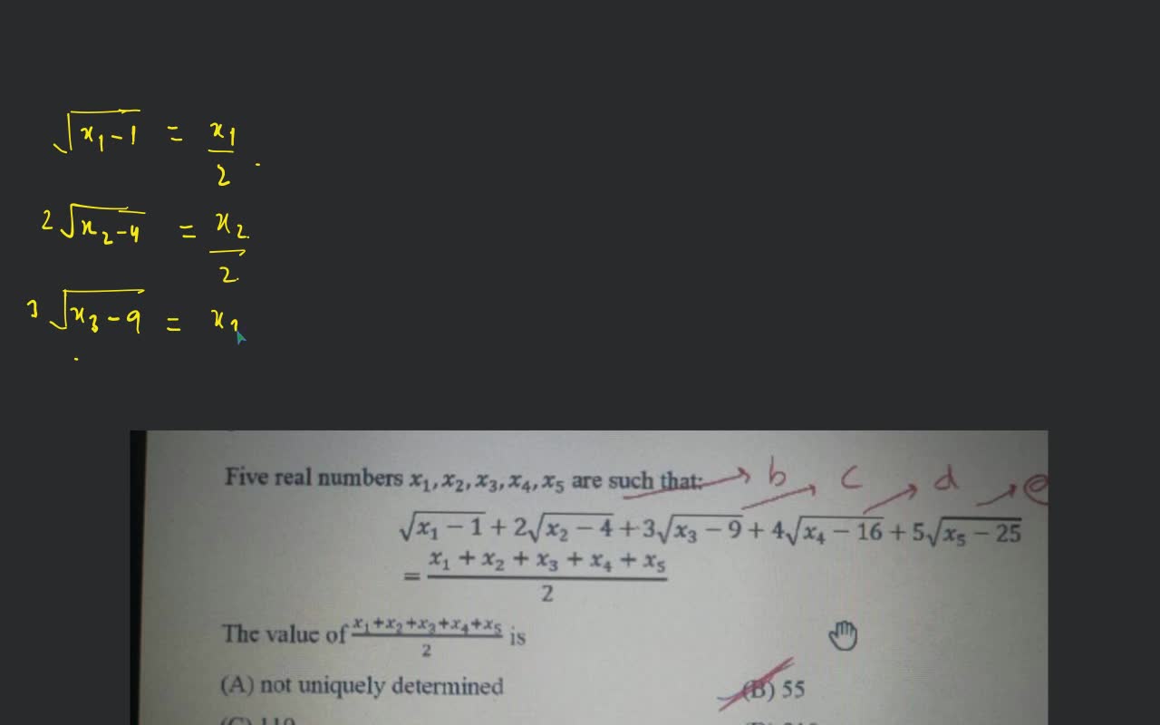 Five real numbers x1 ,x2 ,x3 ,x4 ,x5 are such that: x1 −1 +2x2 −4 +3x3 −..