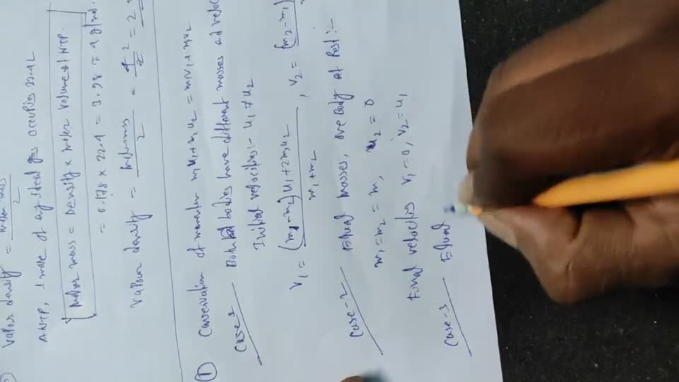 Define all cases of elastic collision in laws of motion with momentum con..
