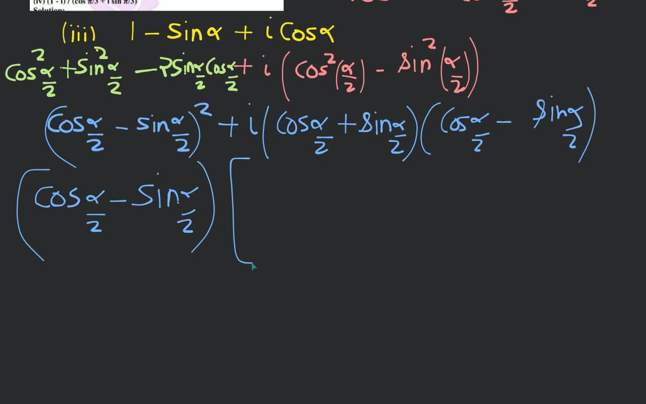 (i) 1 + i tan a Express the following complex numbers in the form r (cos