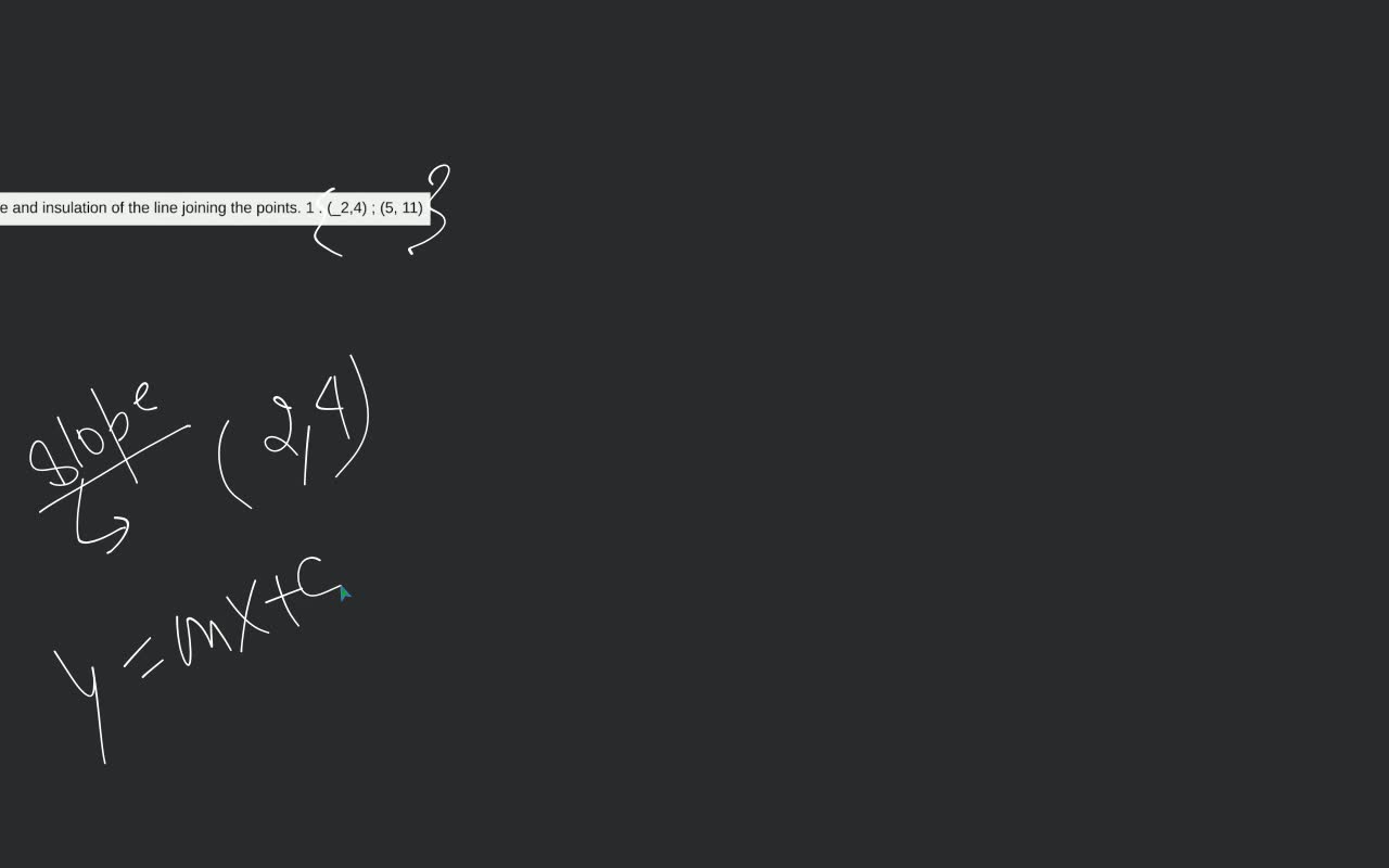 Find the slope and insulation of the line joining the points. 1 . (_2,4)