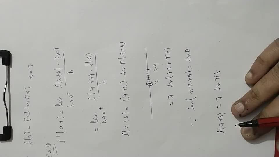 Here [x] denotes greatest integer function. If the right hand derivative