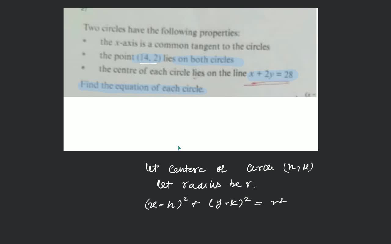 Two circles have the same properties x axis is the common tangent and(8,2..