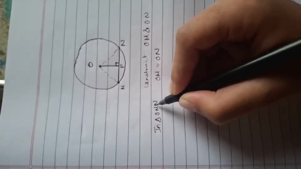 Converse of theorem 13 and The line. Joining the mid-point of a chord the..